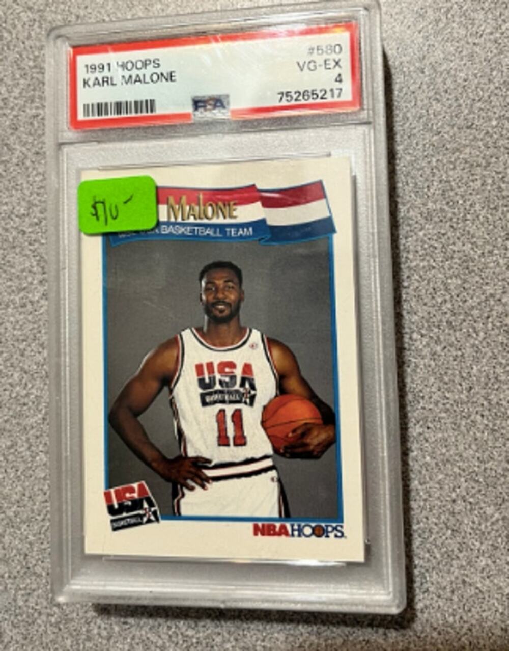 1991 NBA Hoops Karl Malone #580 USA Basketball PSA 4 VG-EX